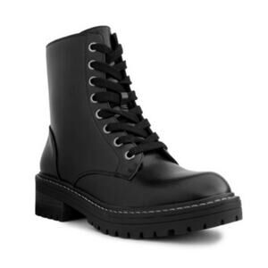 Sugar Women's Lace-Up Block Heel Zip-Up Combat Boots Black Size 7.5
